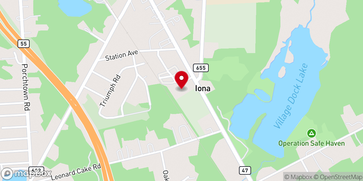 Map showing location of Franklinville Baptist Church