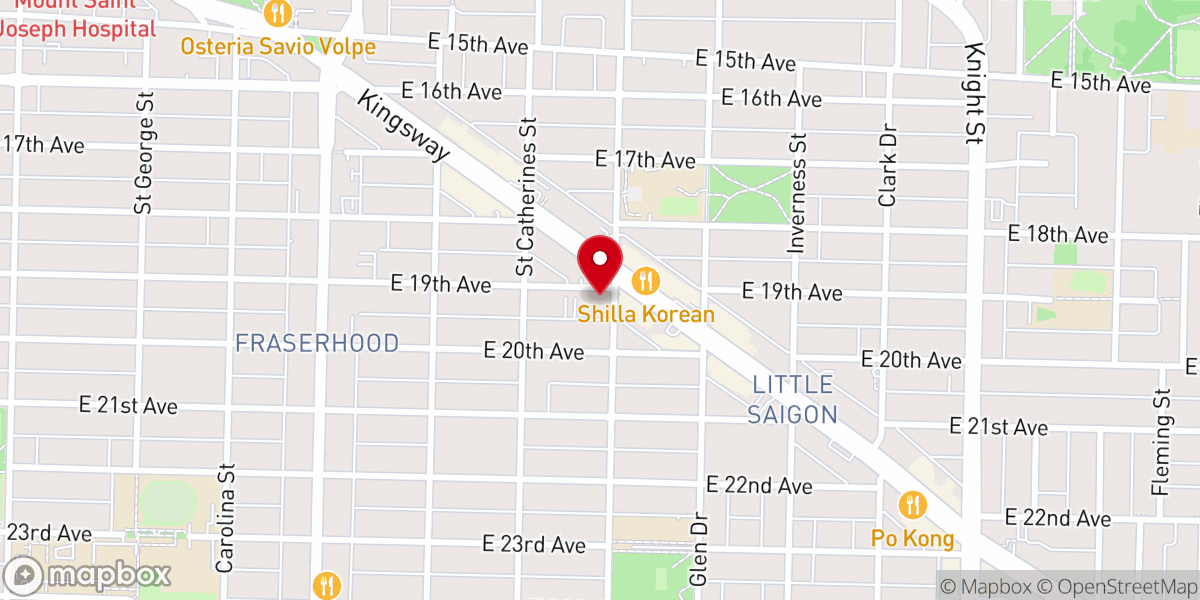 Map showing location of Vancouver First Church of the Nazarene