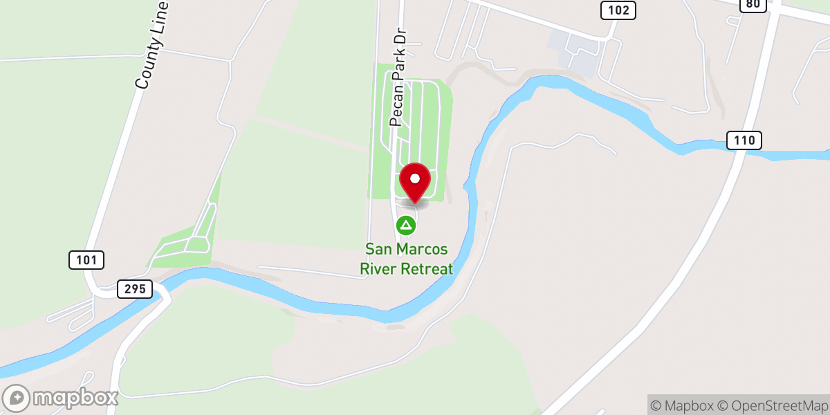 Map showing location of San Marcos Scout Camp River Retreat