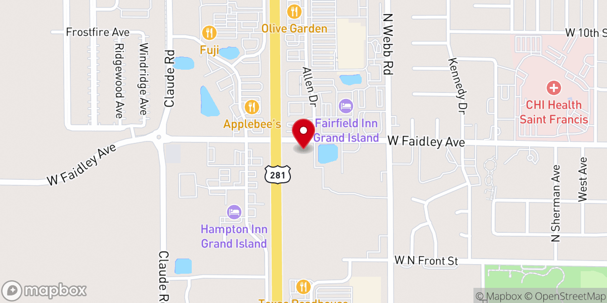 Map showing location of Abundant Life Church