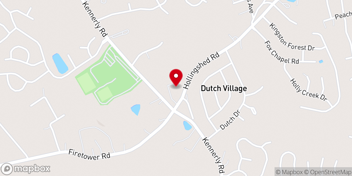 Map showing location of Hope Lutheran Church