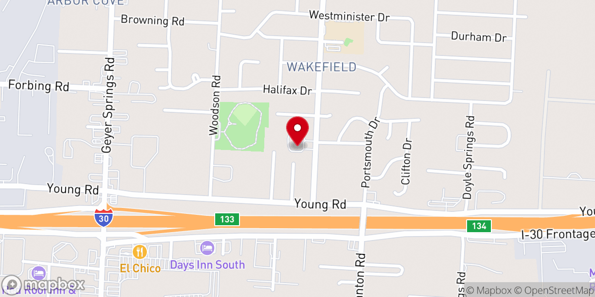 Map showing location of Southwest Assembly of God Church