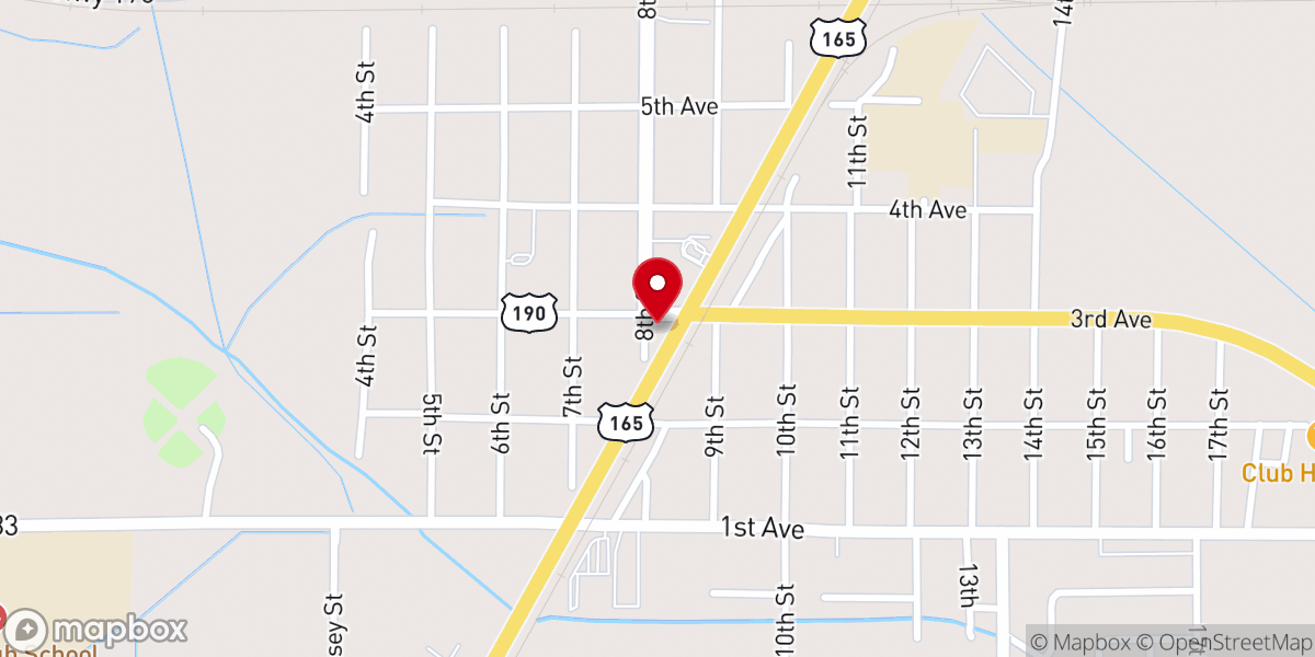 Map showing location of Kinder Police Department