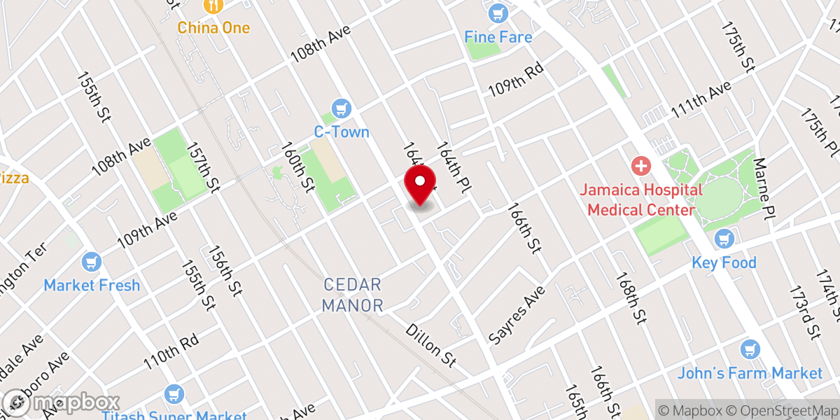 Map showing location of Bethel Gospel Tabernacle Inc