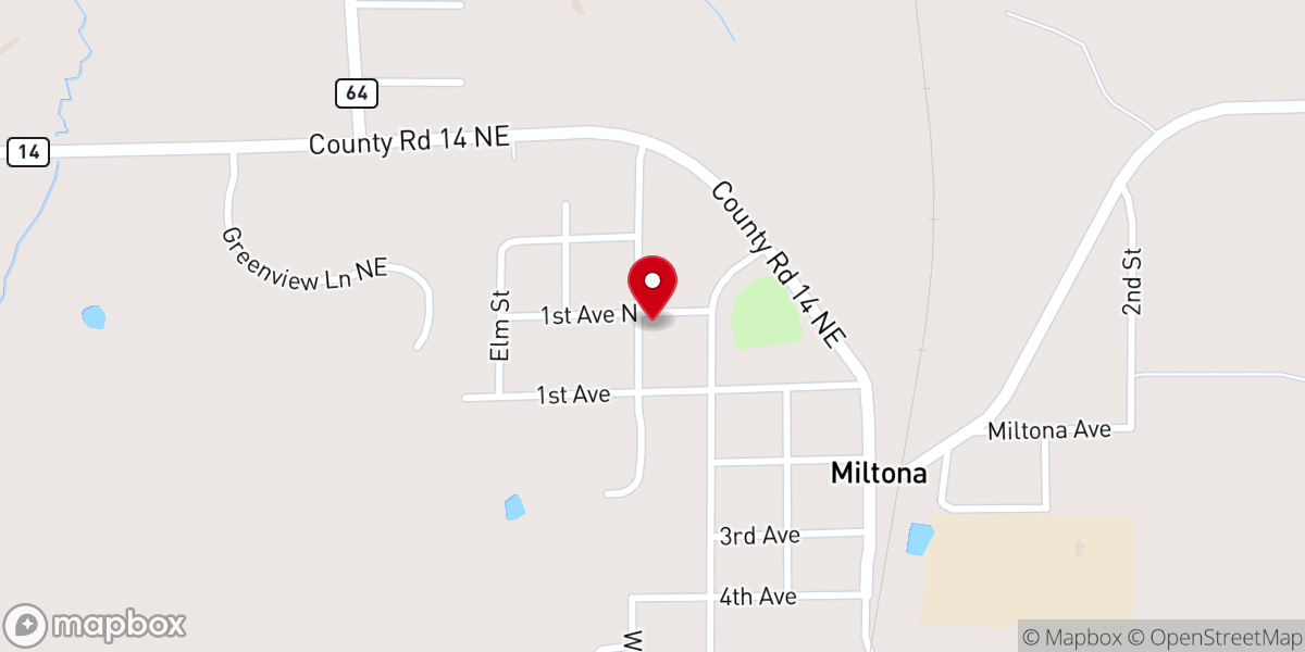 Map showing location of Esther Lutheran Church Office
