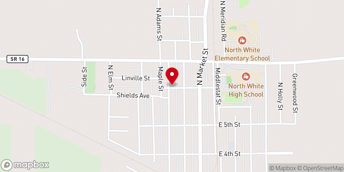 Map showing location of Monon Wesleyan Church