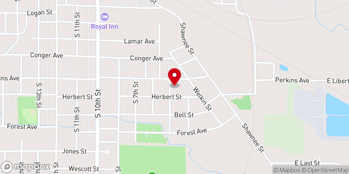 Map showing location of Pentecostal Revival Center