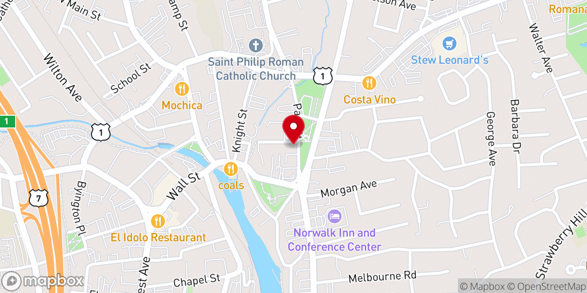 Map showing location of First Congregational Church