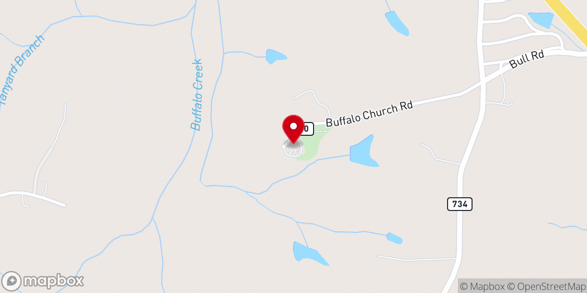 Map showing location of Buffalo Baptist Church