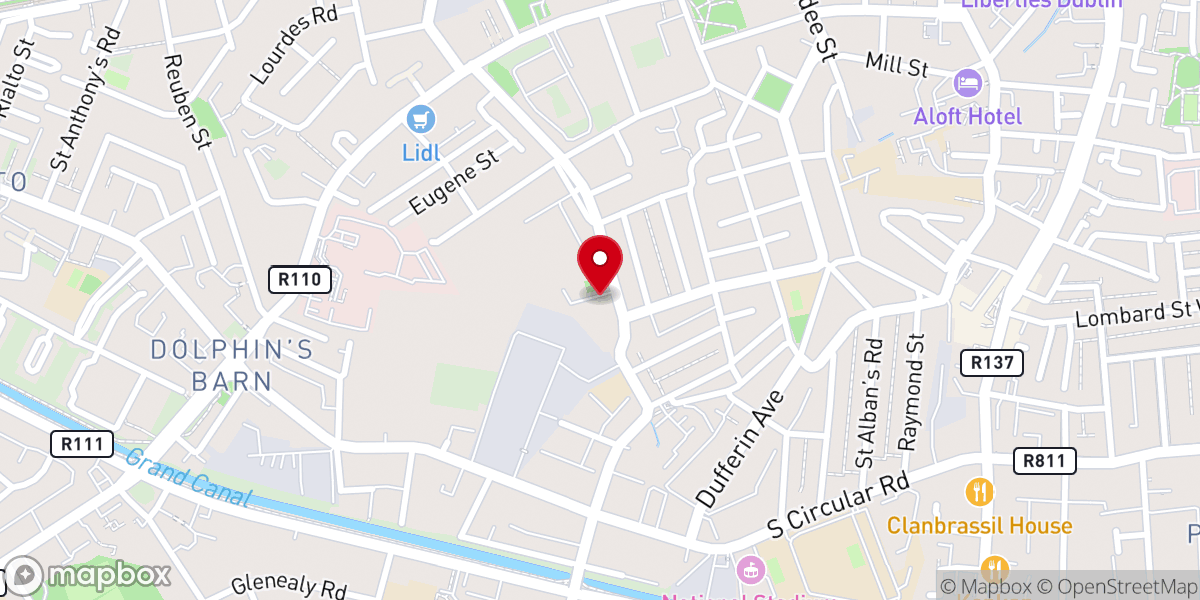 Map showing location of St. Teresa's Church
