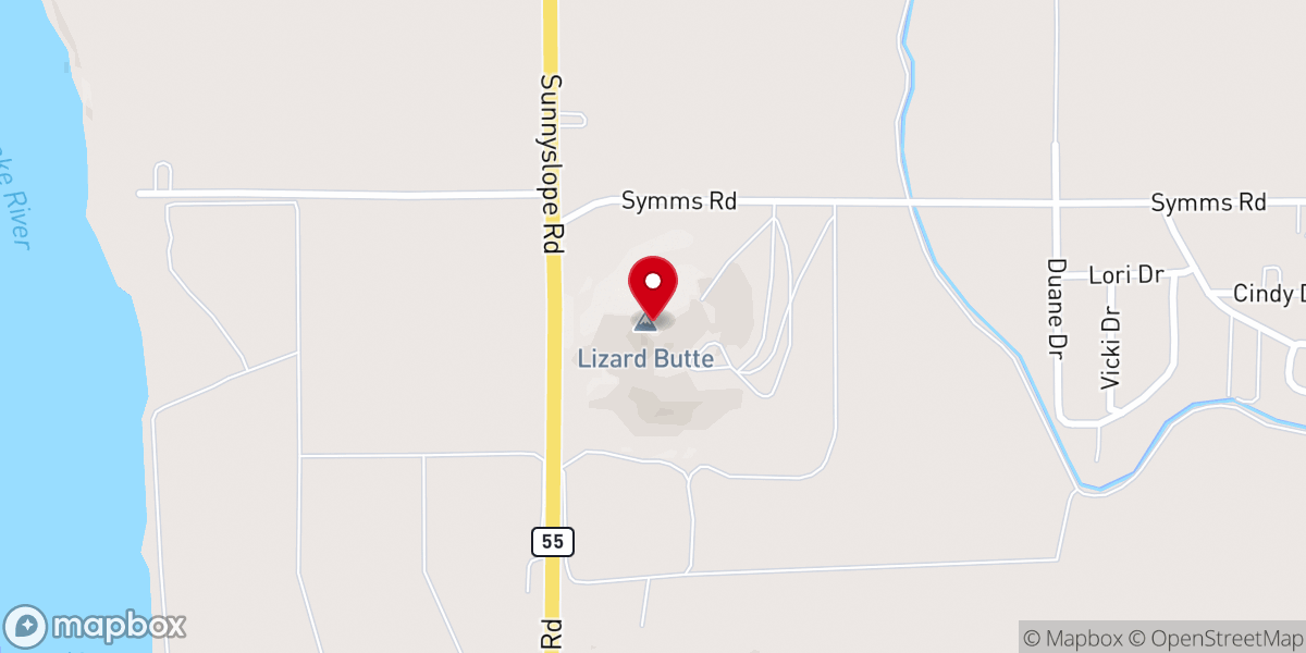 Map showing location of Lizard Butte