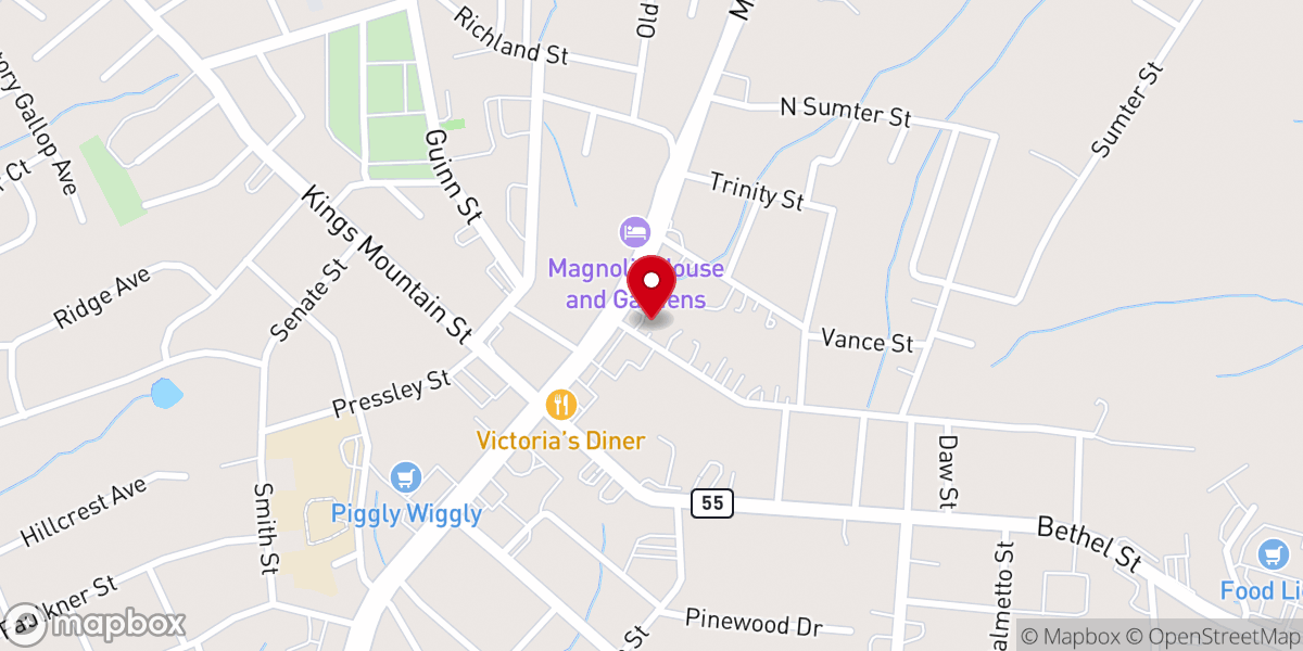 Map showing location of Clover Evangelical Presbyterian Church