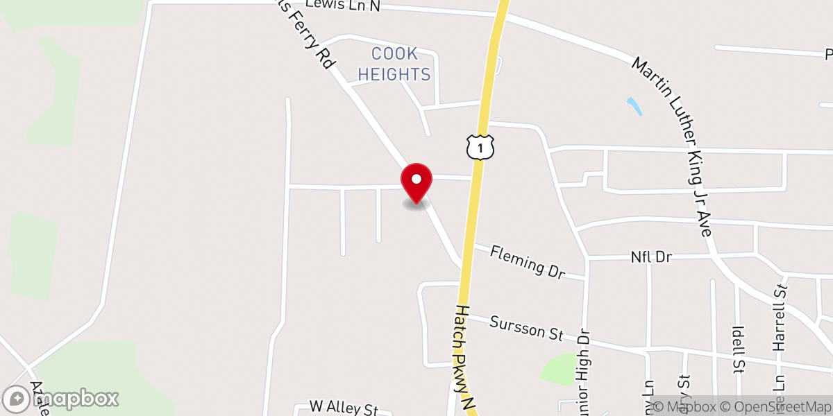 Map showing location of Faith Temple