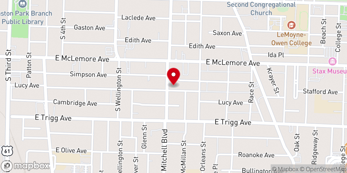 Map showing location of Lemoyne Truevine Missionary Baptist Church