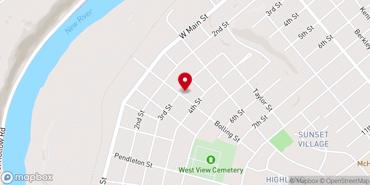 Map showing location of First Apostolic Church of Radford