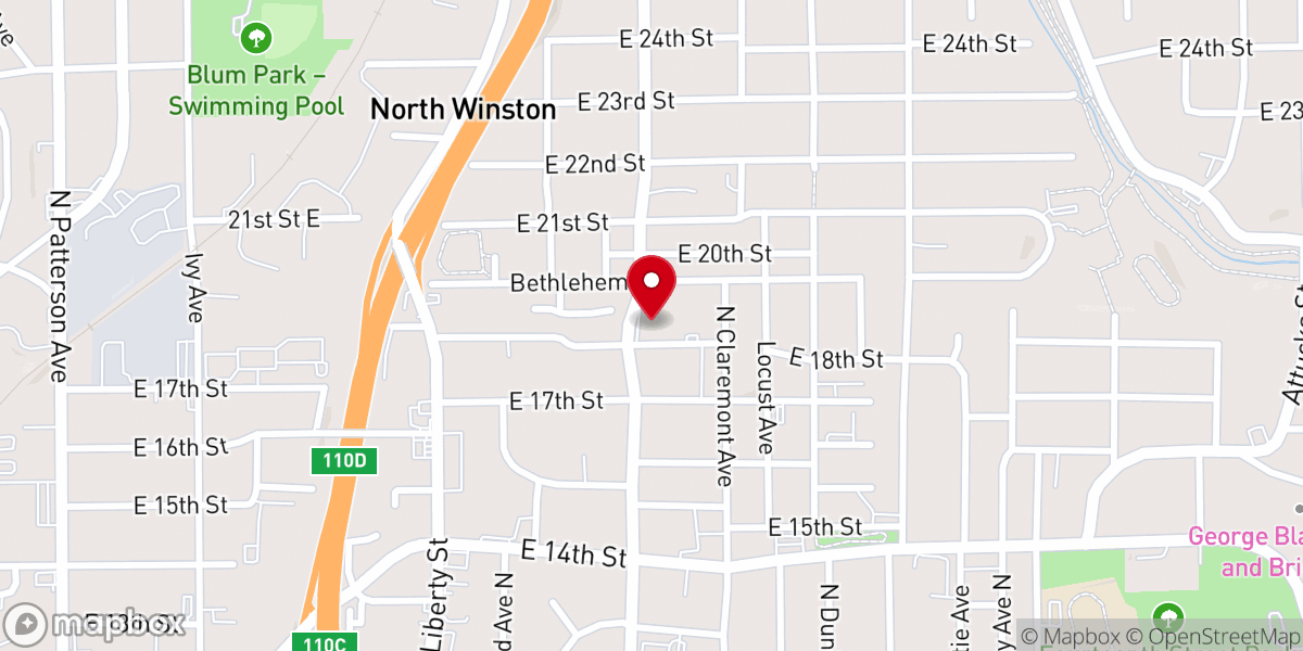 Map showing location of New Hope Missionary Baptist