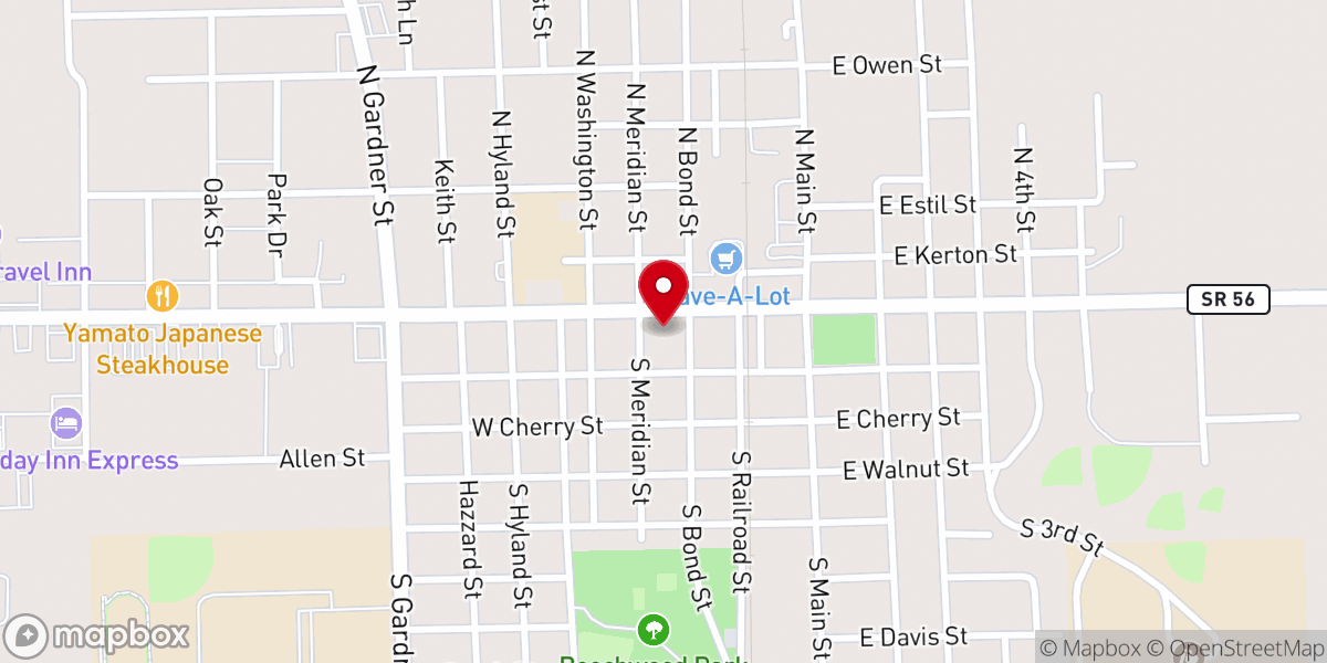 Map showing location of First Christian Church