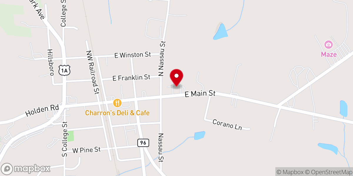 Map showing location of Youngsville Baptist Church