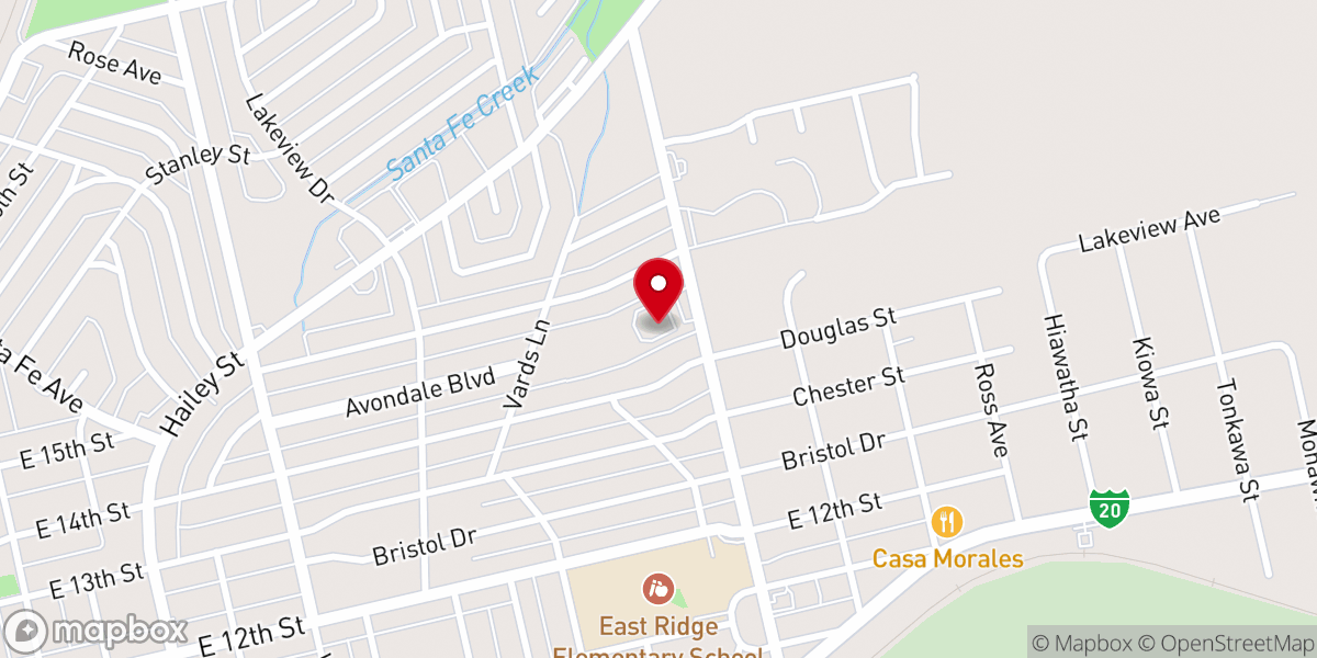 Map showing location of Avondale Baptist Church