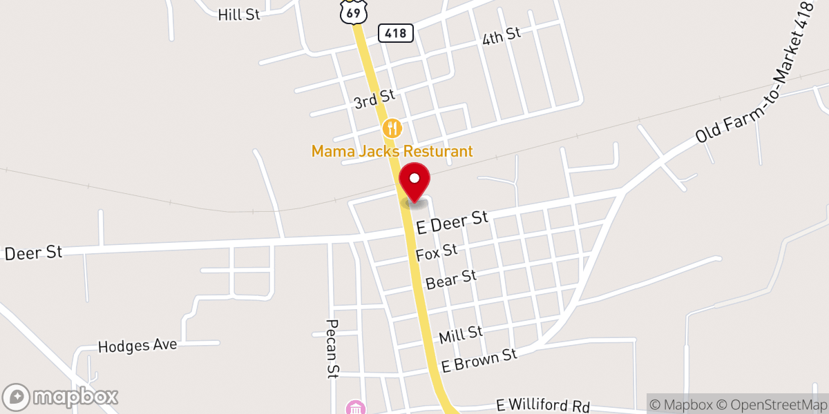 Map showing location of Mama Jack's