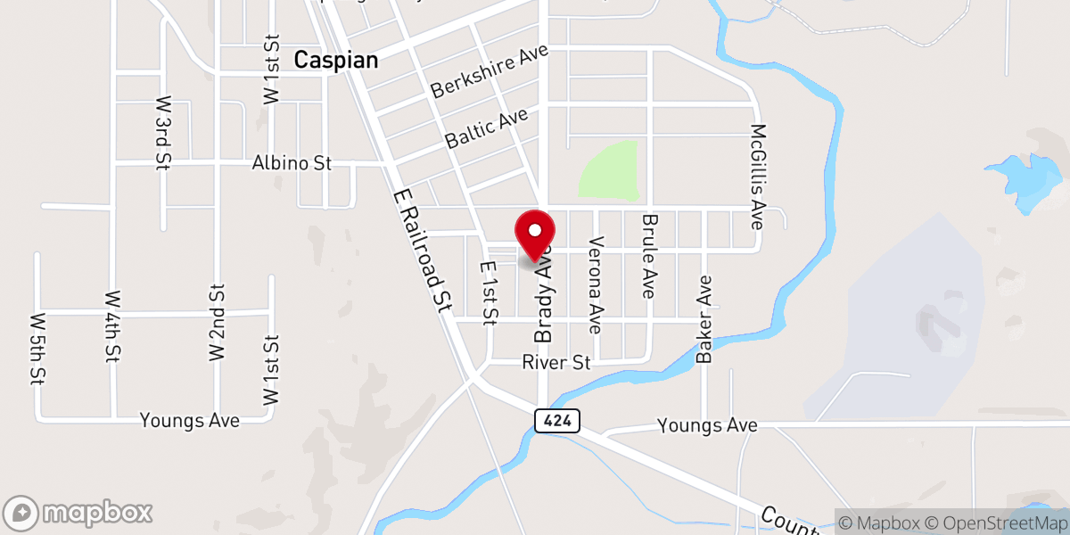 Map showing location of Saint Cecilia Catholic Church, Caspian