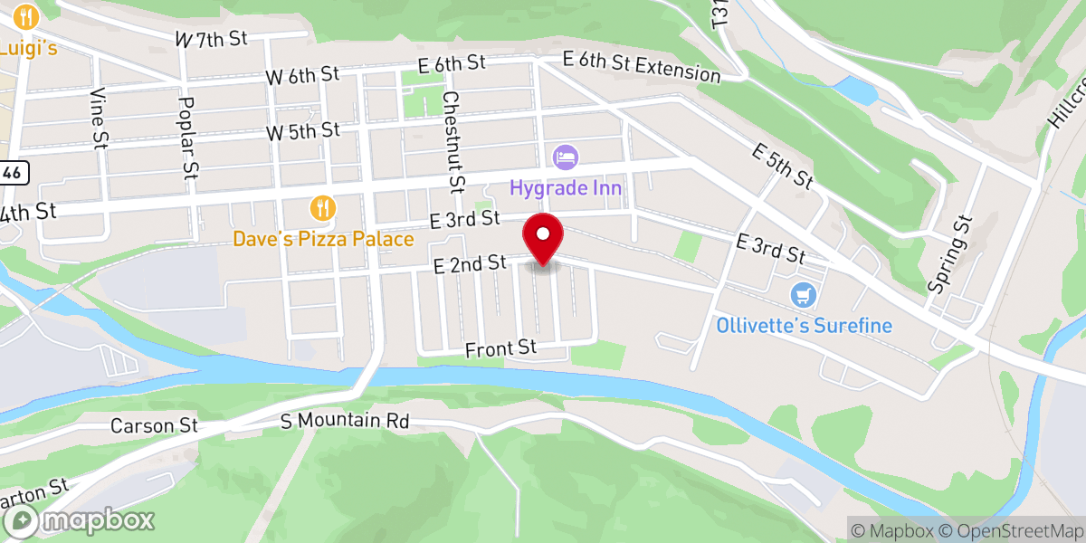 Map showing location of St. John's Lutheran Church