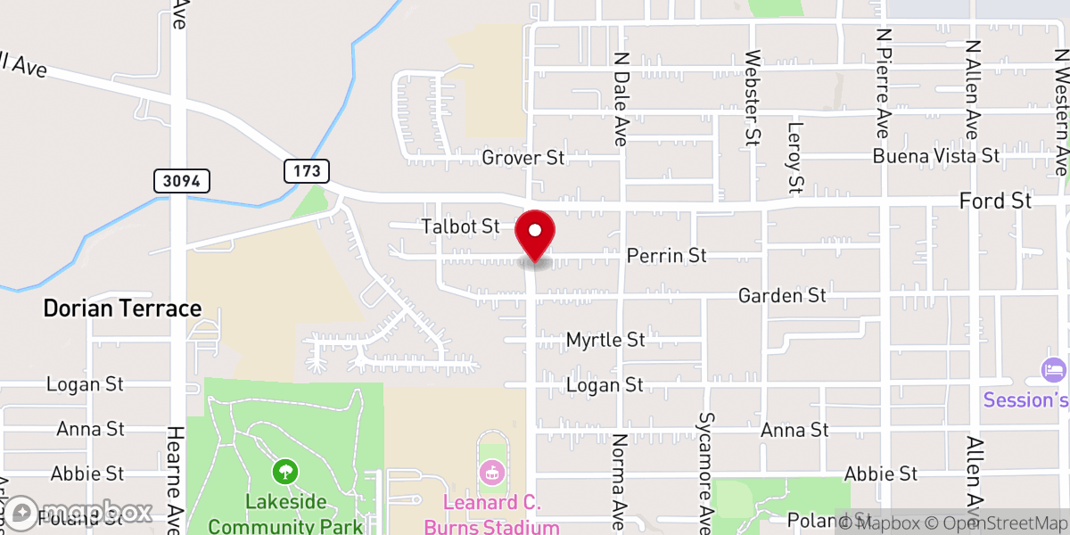 Map showing location of Pleasant Grove Baptist Church