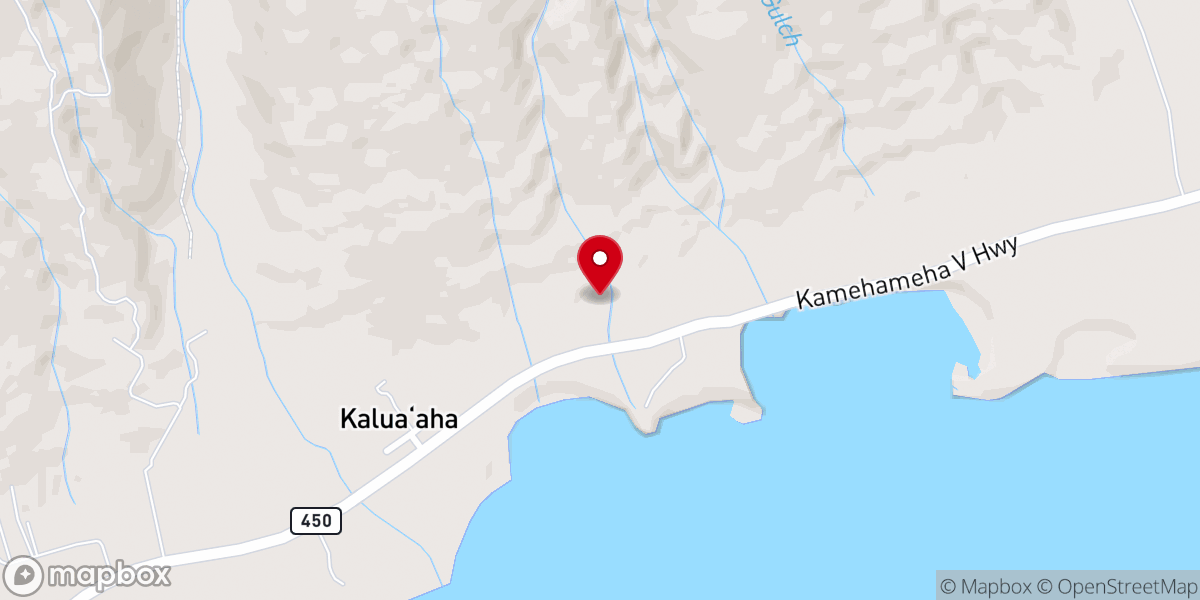 Map showing location of Kaluaaha Church