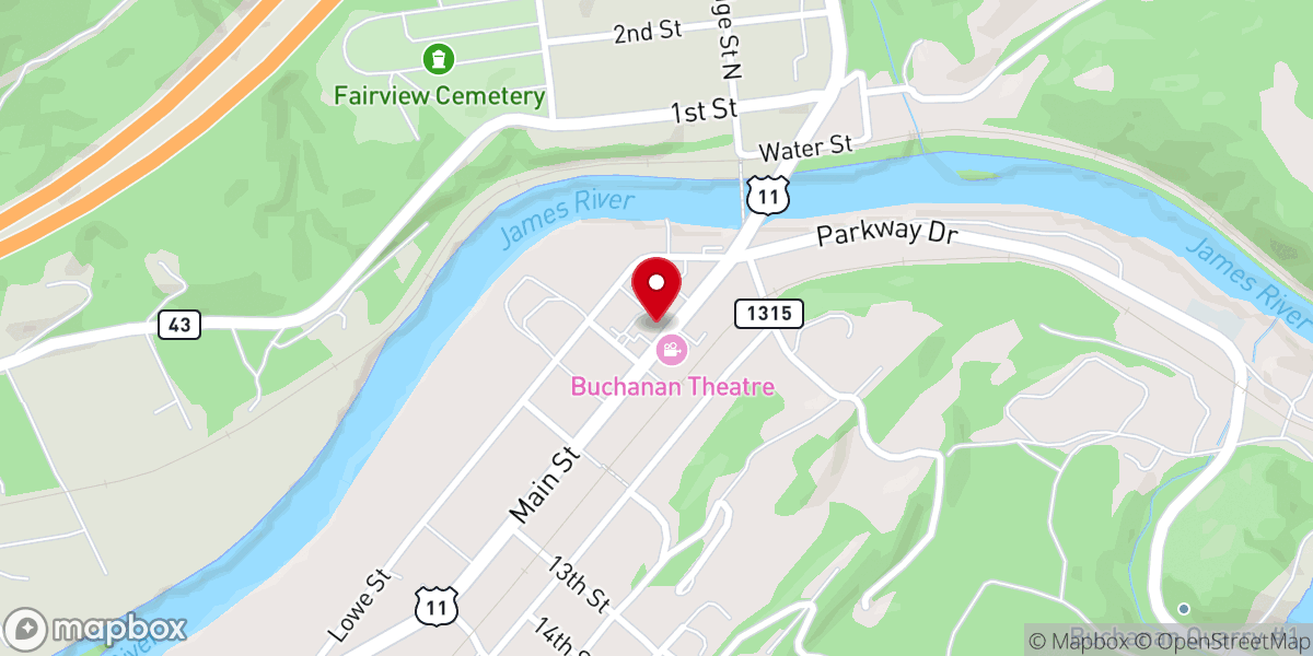 Map showing location of CommUnity Church Buchanan VA