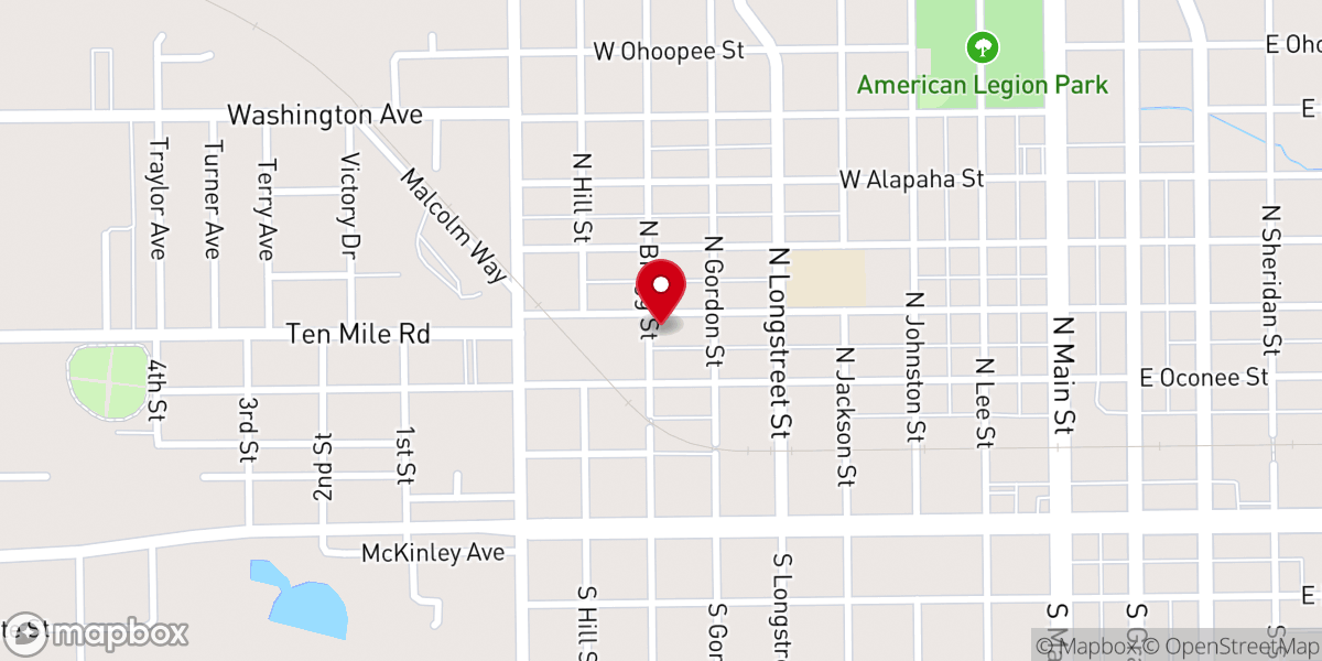 Map showing location of Westside Baptist Church