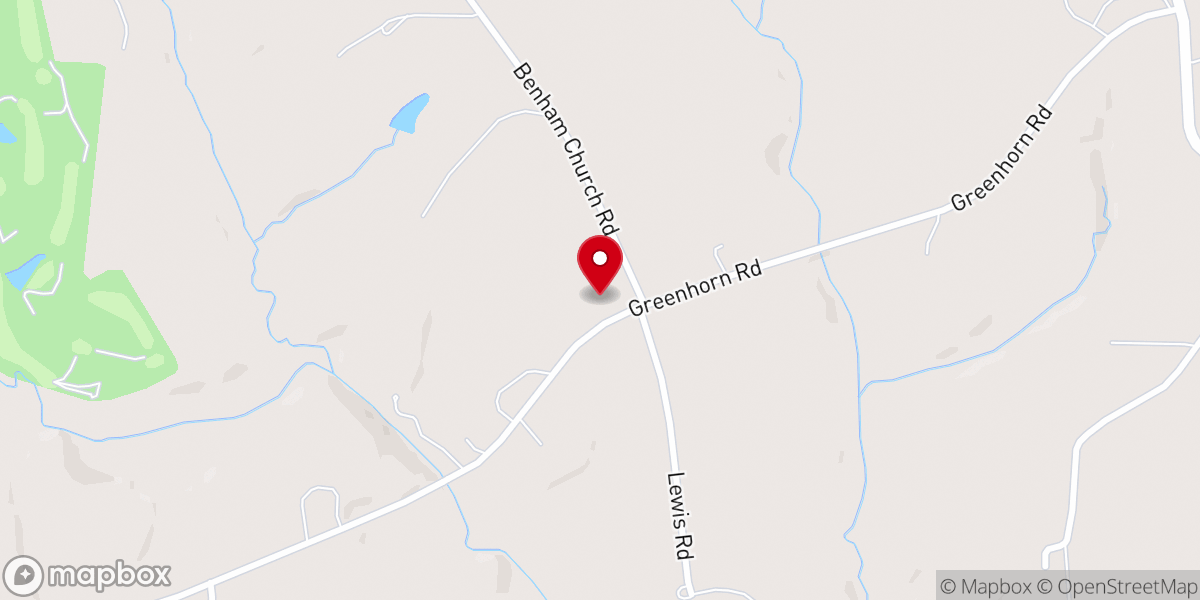 Map showing location of Benham Baptist Church