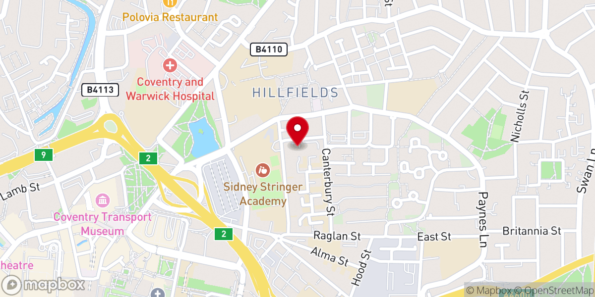 Map showing location of St Peter’s Hillfields