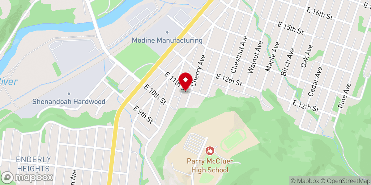 Map showing location of Blue Ridge Baptist Church