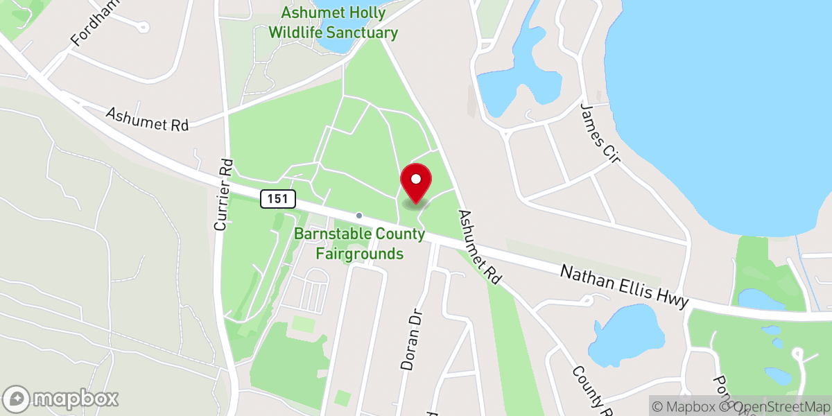 Map showing location of Cape Cod Fairgrounds