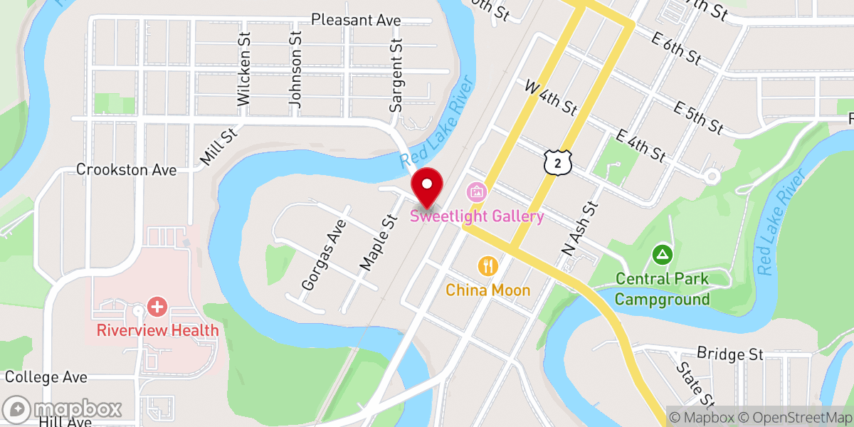 Map showing location of Crookston