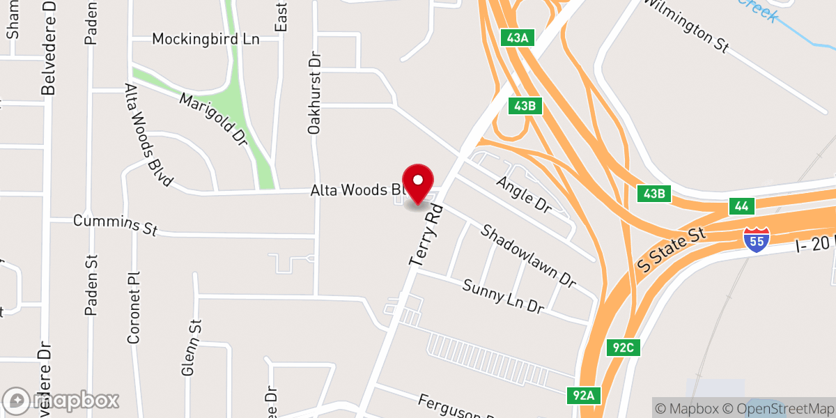 Map showing location of Alta Woods Presbyterian Church