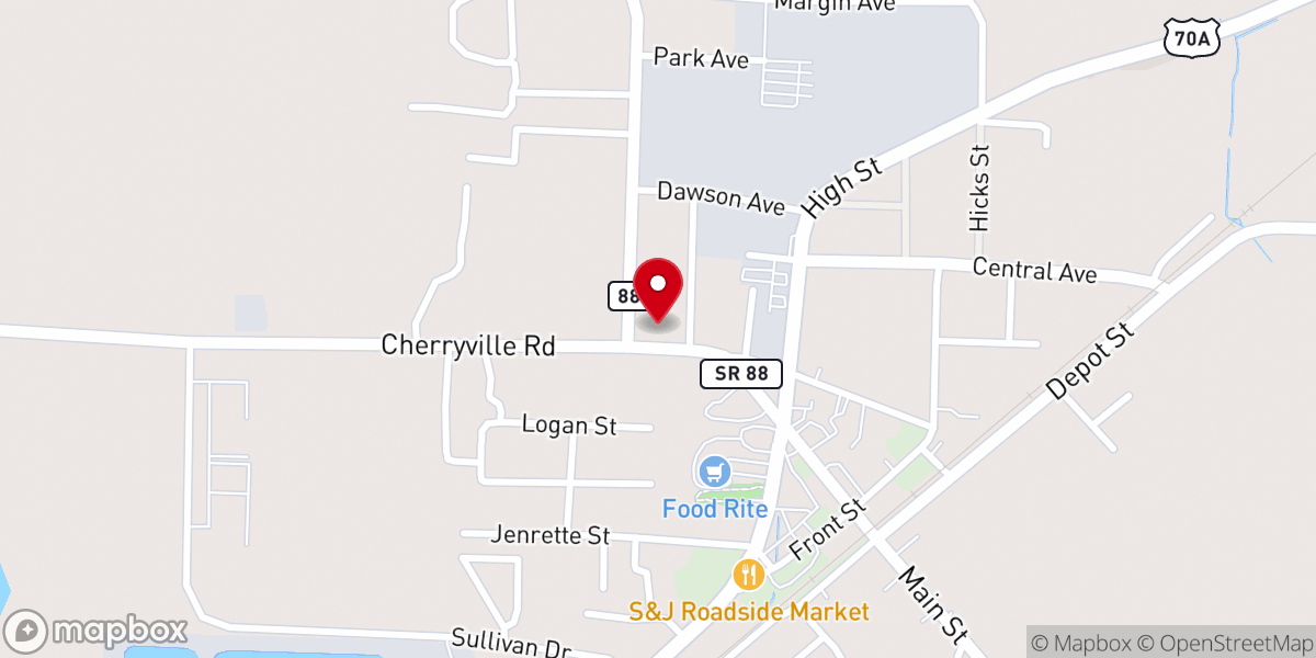 Map showing location of First Christian Church