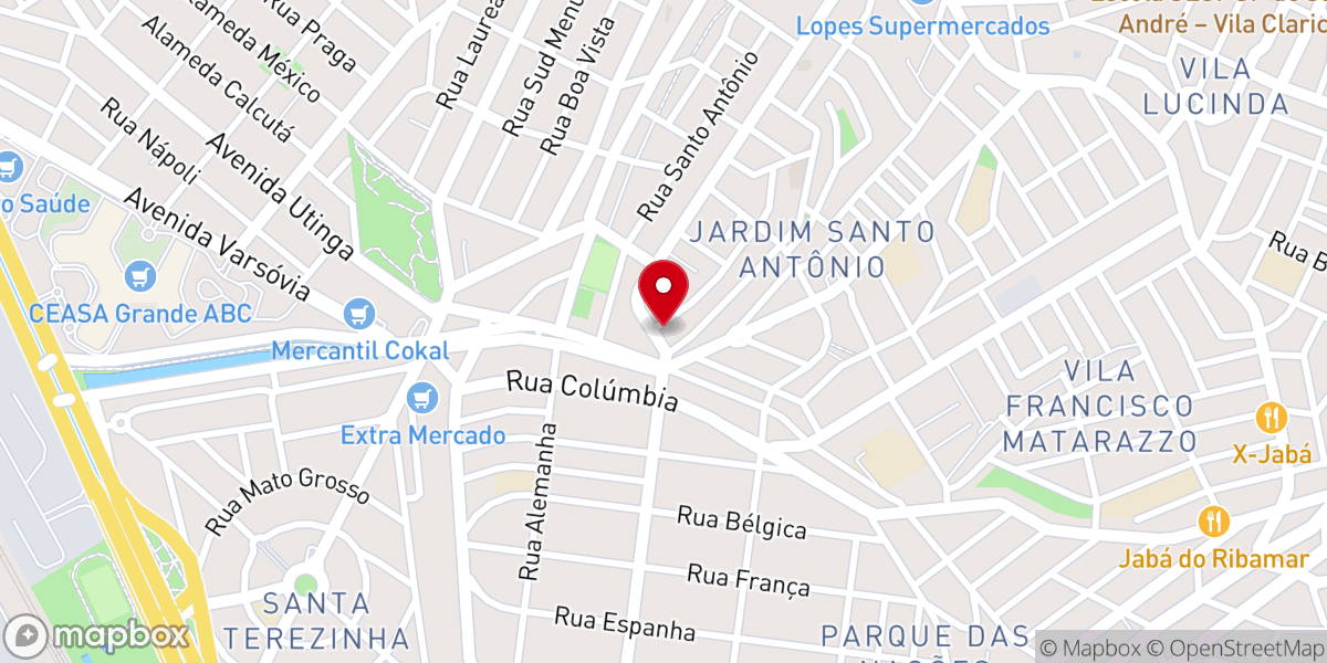 Map showing location of Igreja Batista Renovada Leão de Judá