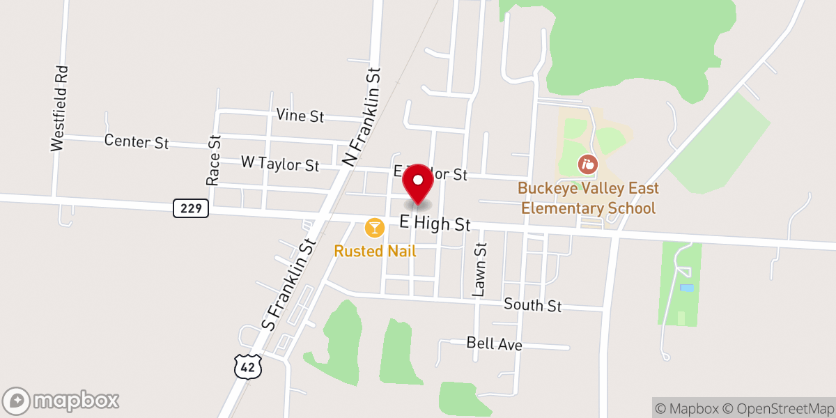 Map showing location of Ashley Community Church
