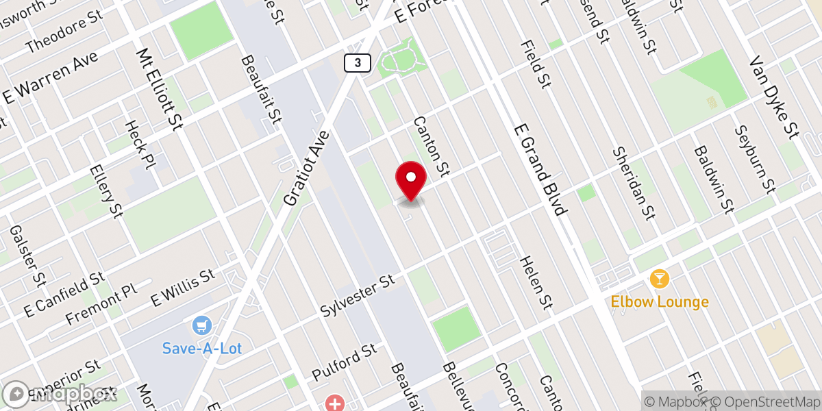 Map showing location of New Calvary Baptist Church