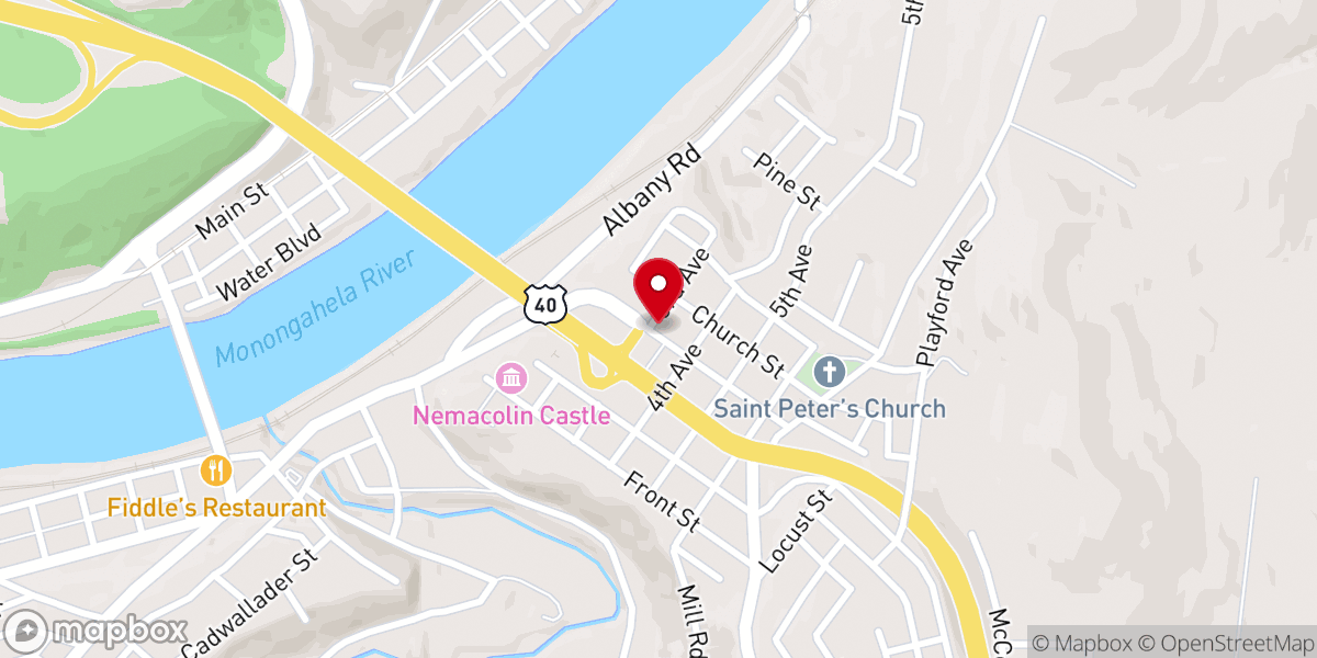 Map showing location of Calvin United Presbyterian Church