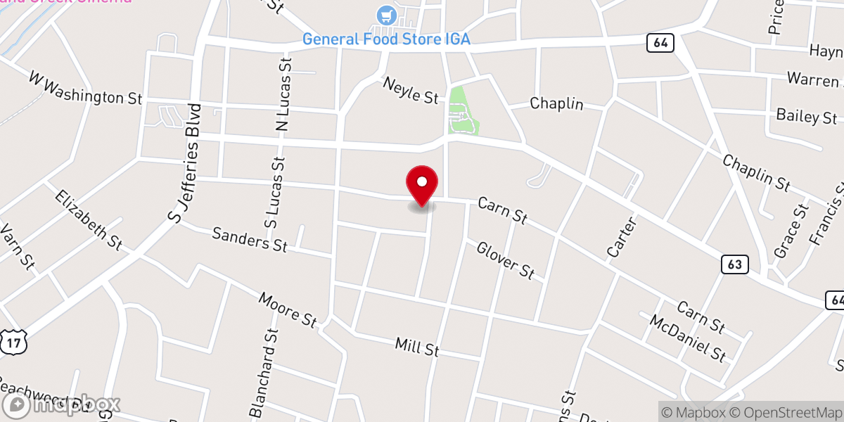 Map showing location of First Christian Church