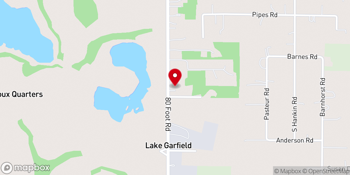 Map showing location of First Baptist Church of Lake Garfield