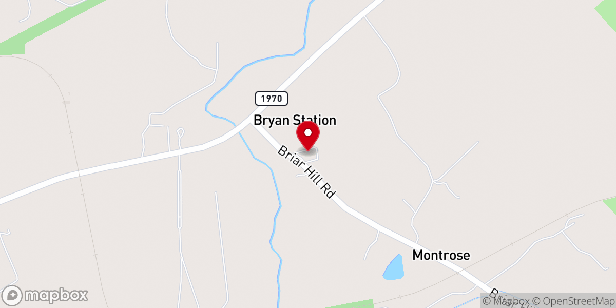 Map showing location of Bryan Station Baptist Church