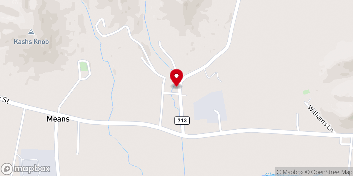 Map showing location of Slate Creek Church Of God
