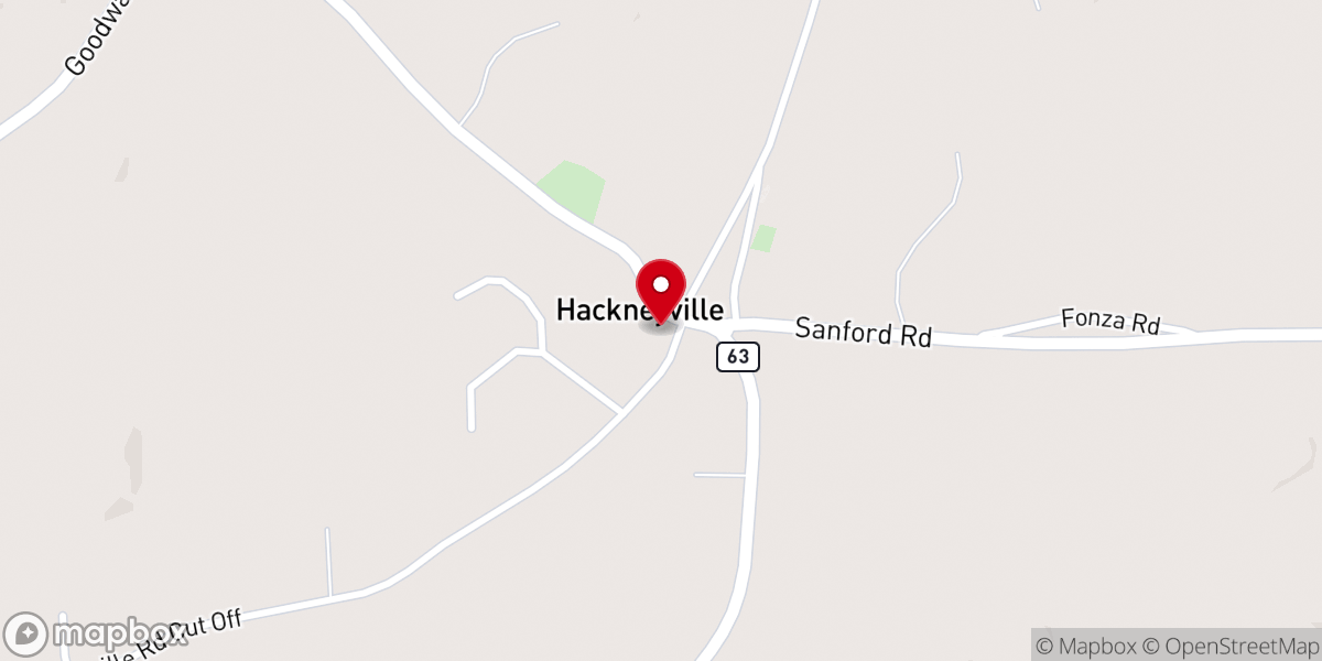 Map showing location of Hackneyville Baptist Church