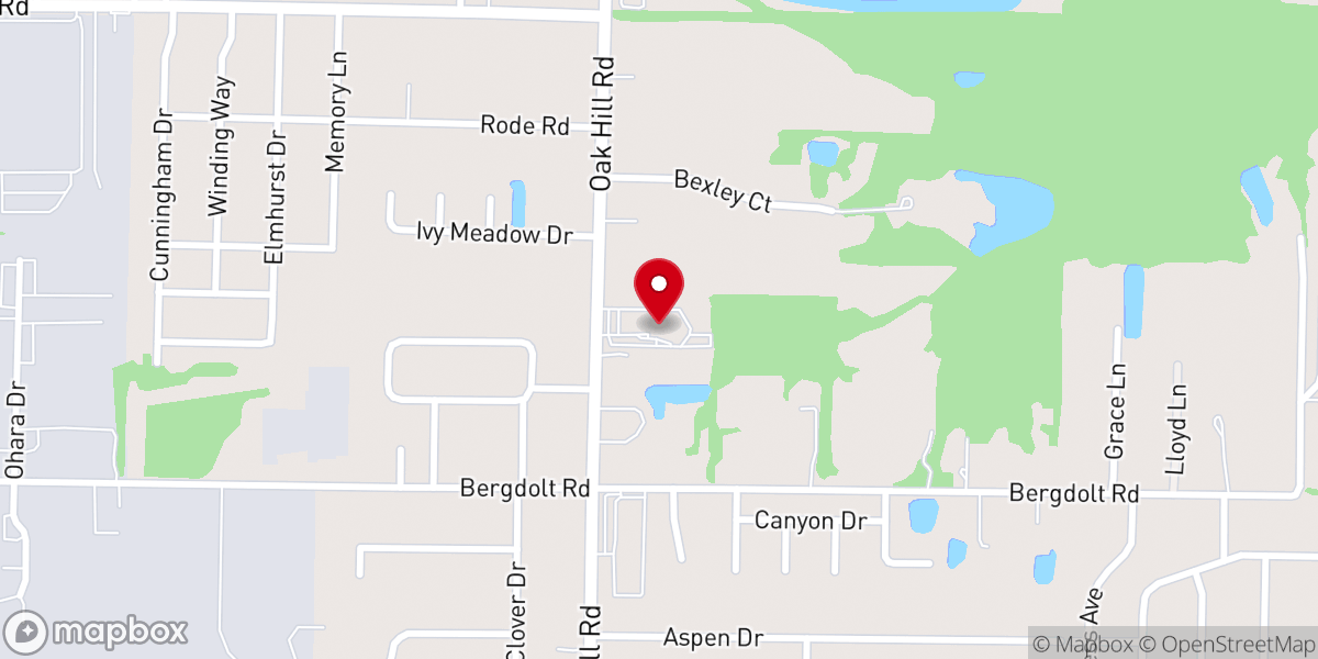 Map showing location of Oak Hill Christian Center
