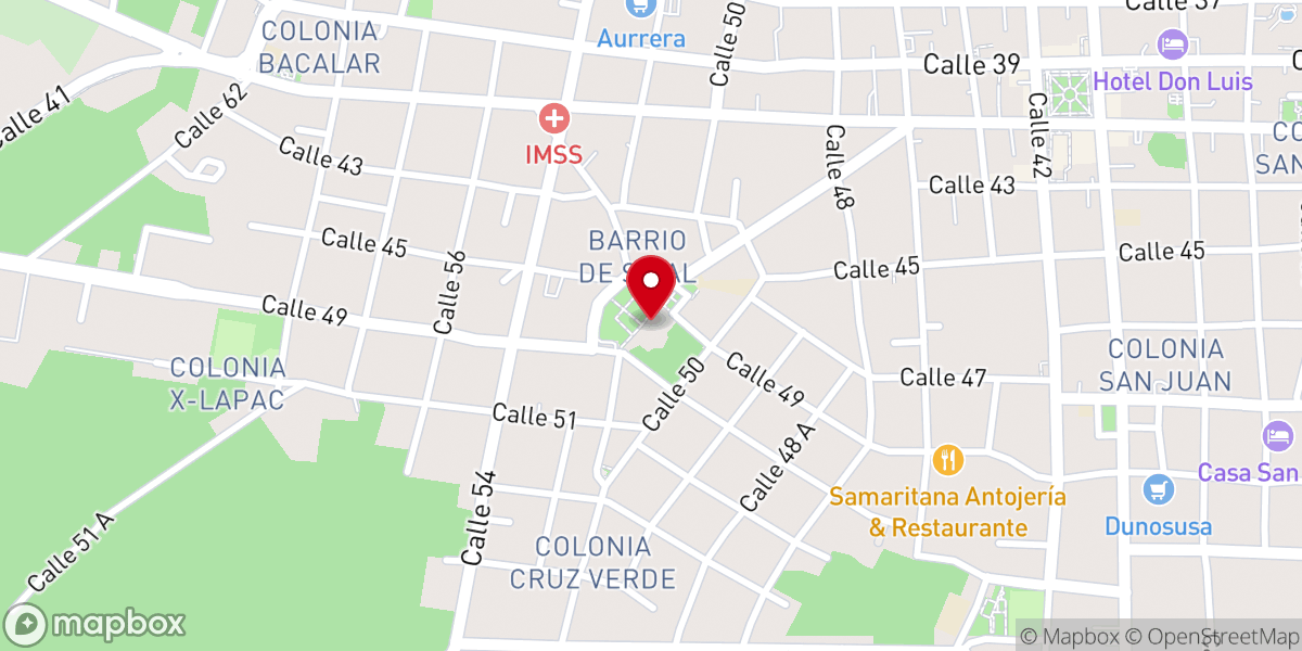 Map showing location of Parroquia de San Bernardino de Siena