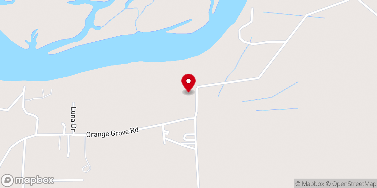 Map showing location of Orange Grove Baptist Church