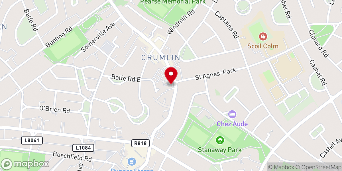 Map showing location of St. Agnes' Catholic Church